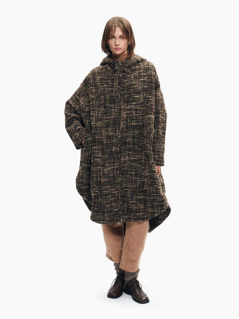 IXOS Cappotto over in tweed morbido MARRONE