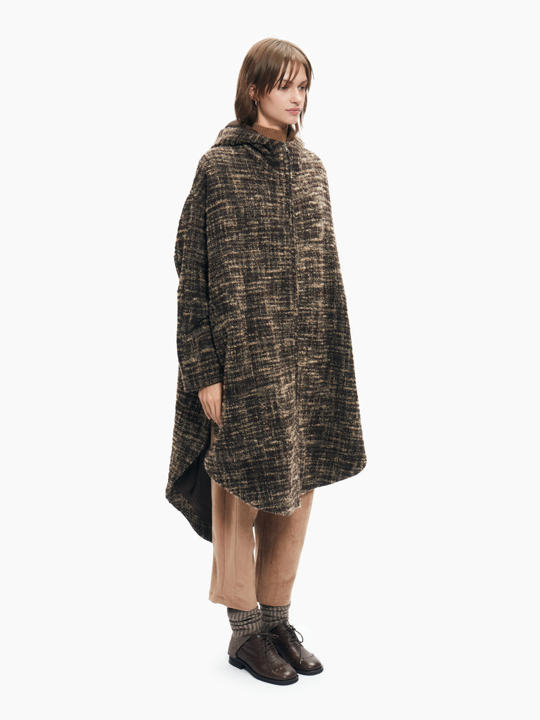 IXOS Cappotto over in tweed morbido MARRONE