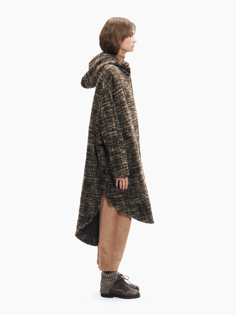 IXOS Cappotto over in tweed morbido MARRONE