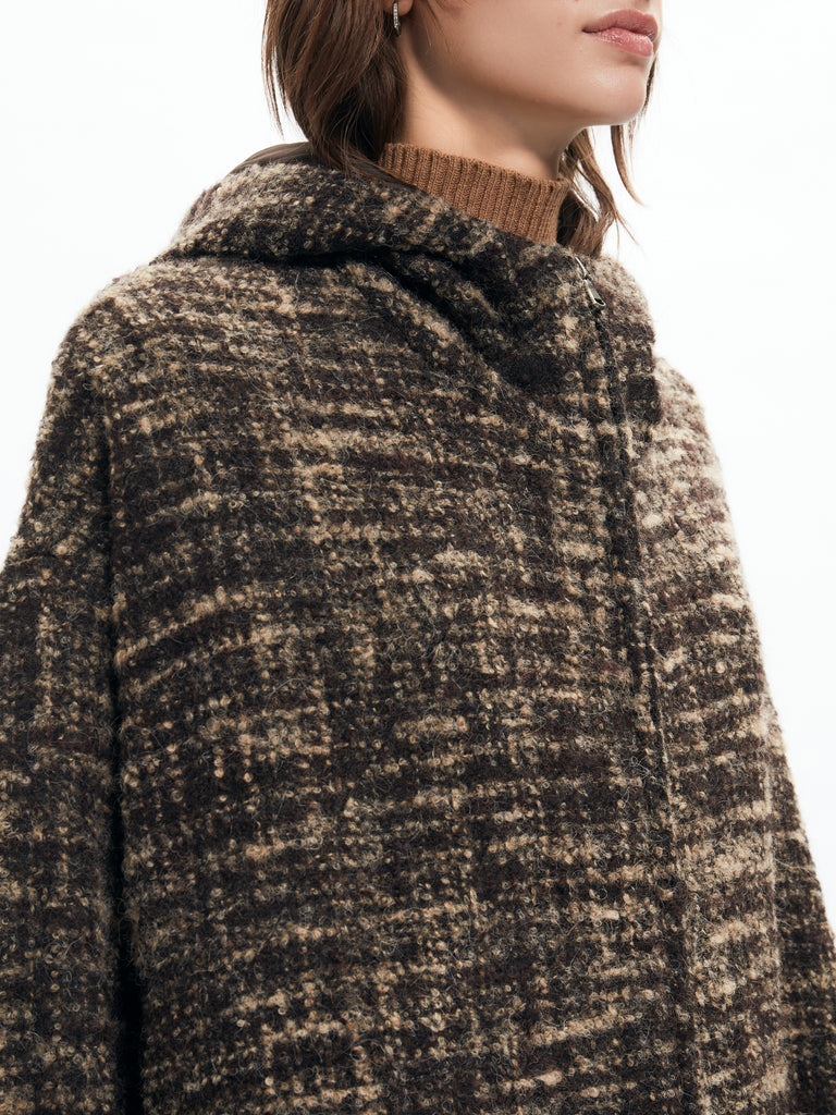 IXOS Cappotto over in tweed morbido MARRONE