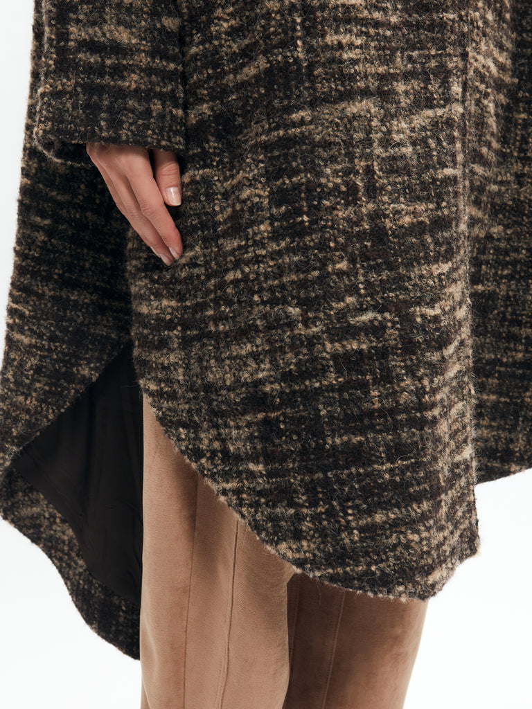 IXOS Cappotto over in tweed morbido MARRONE