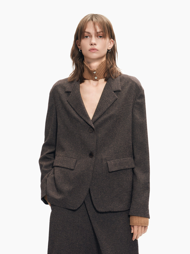 IXOS Giacca in tessuto melangiato MARRONE