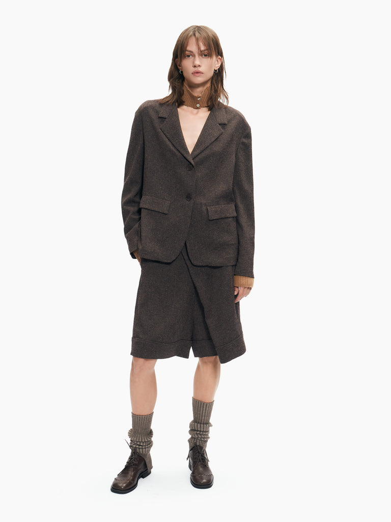 IXOS Giacca in tessuto melangiato MARRONE