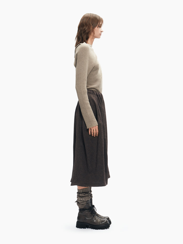 IXOS Gonna midi dal volume morbido MARRONE