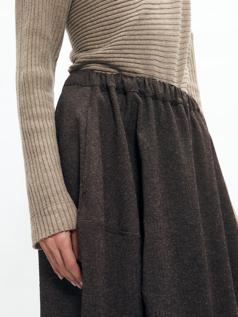 IXOS Gonna midi dal volume morbido MARRONE