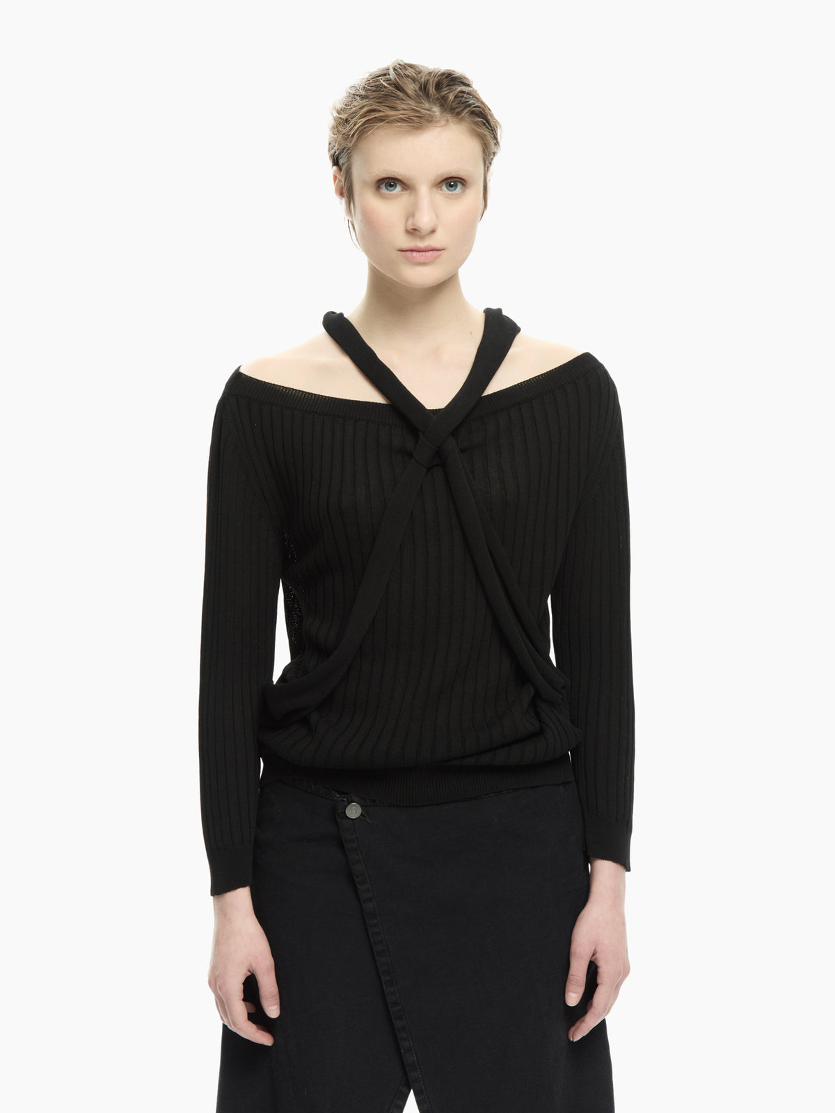 IXOS Maglia a coste con nodo NERO