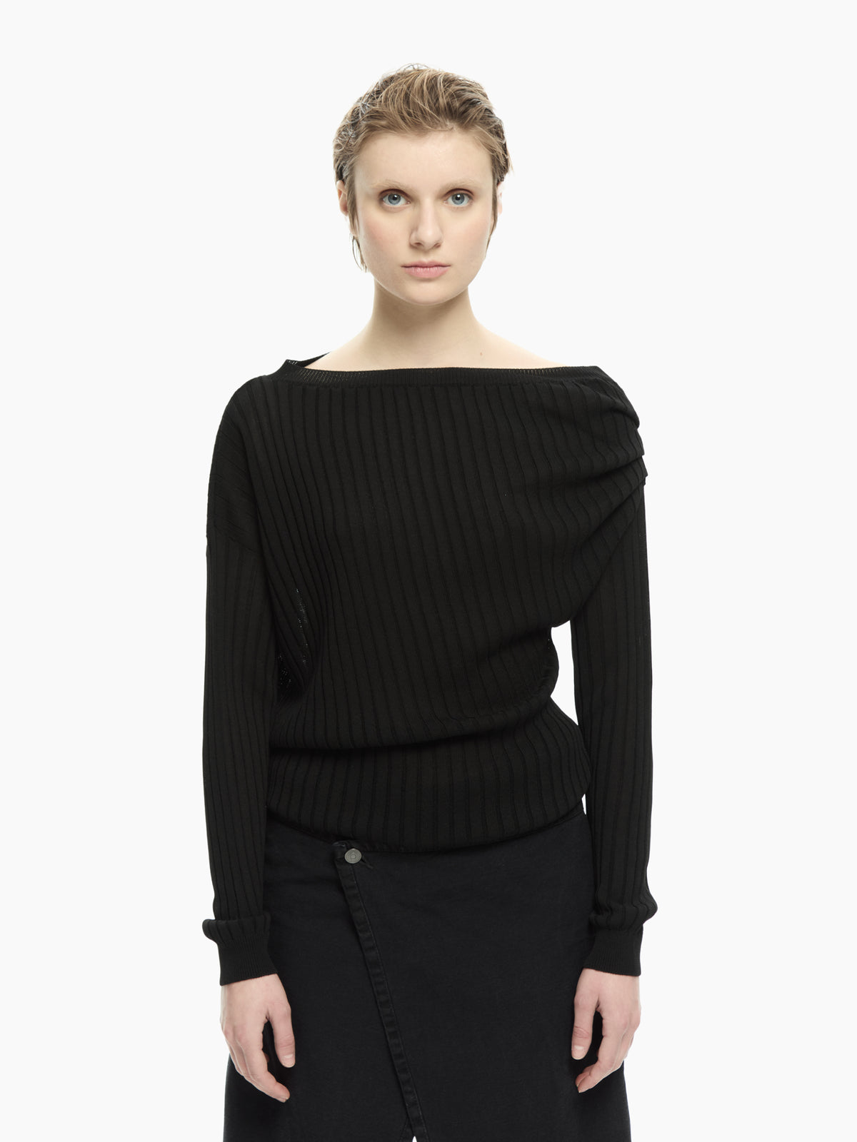 IXOS Maglia con drappeggio asimmetrico NERO