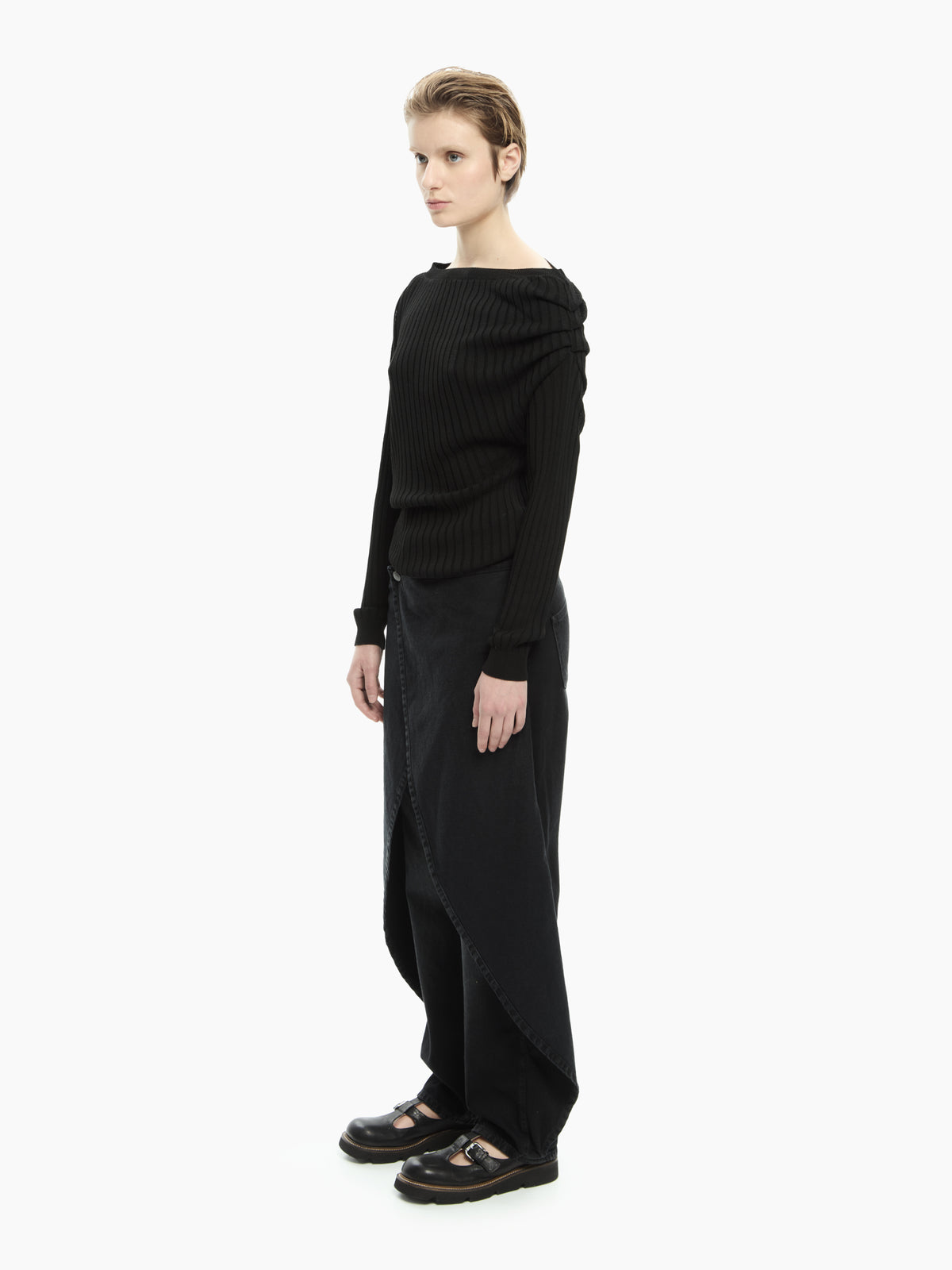 IXOS Maglia con drappeggio asimmetrico NERO