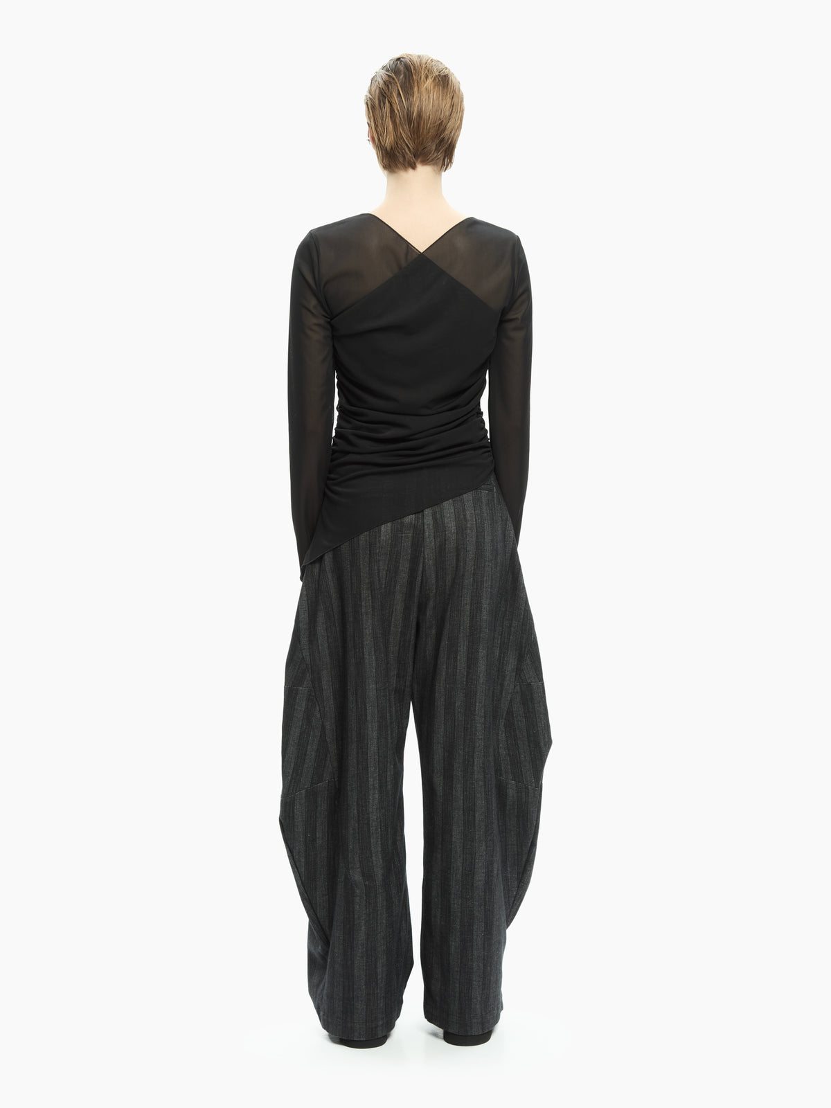IXOS Top in tulle drappeggiato NERO