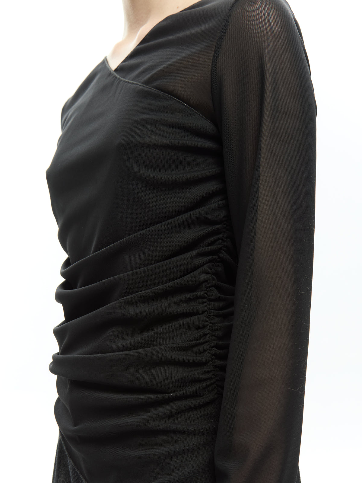 IXOS Top in tulle drappeggiato NERO