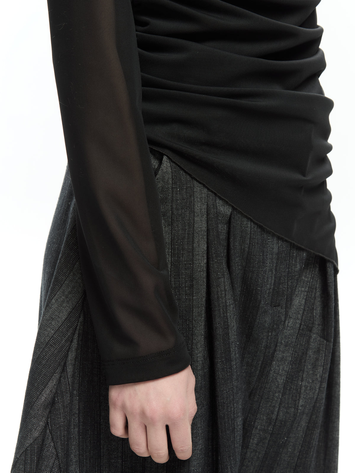 IXOS Top in tulle drappeggiato NERO