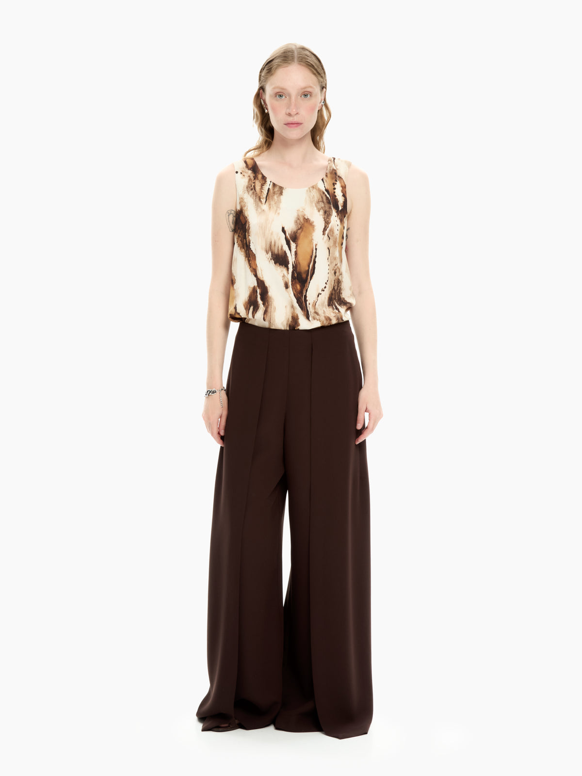 IXOS Top smanicato con stampa MARRONE