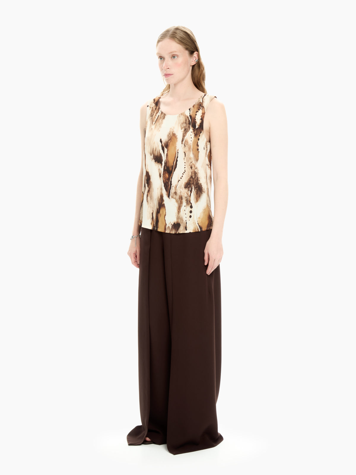 IXOS Top smanicato con stampa MARRONE