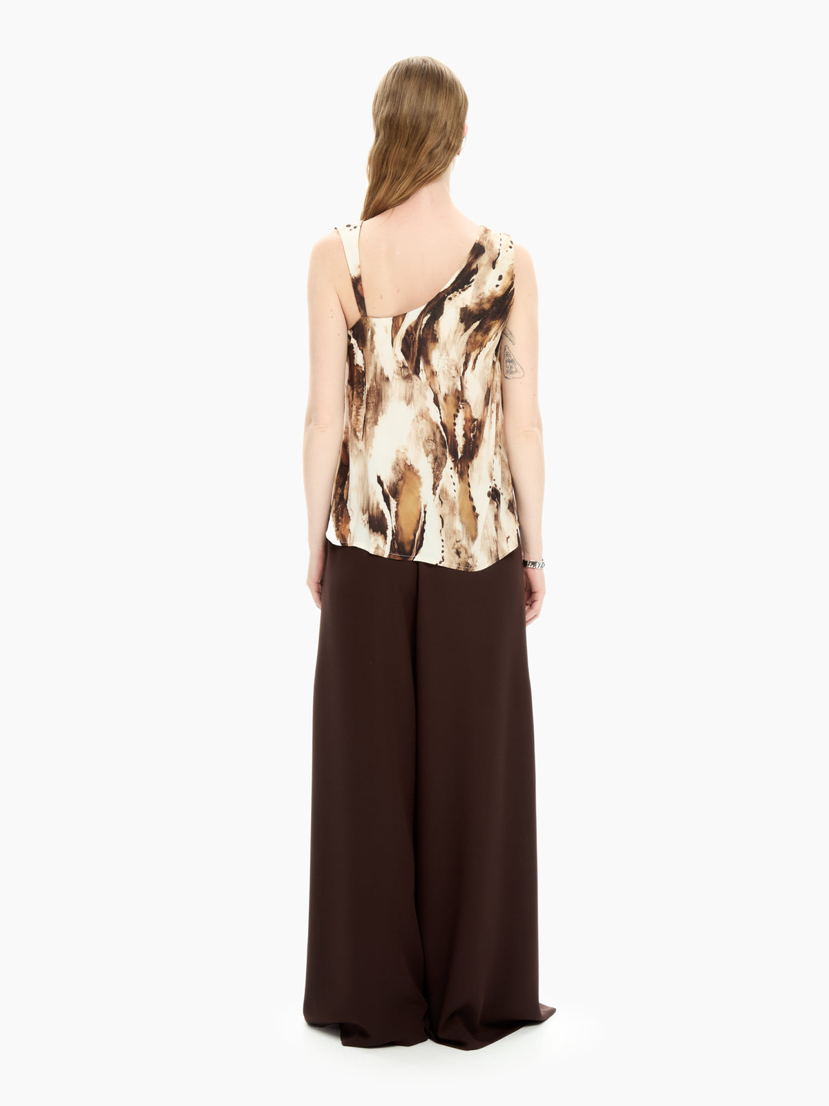 IXOS Top smanicato con stampa MARRONE