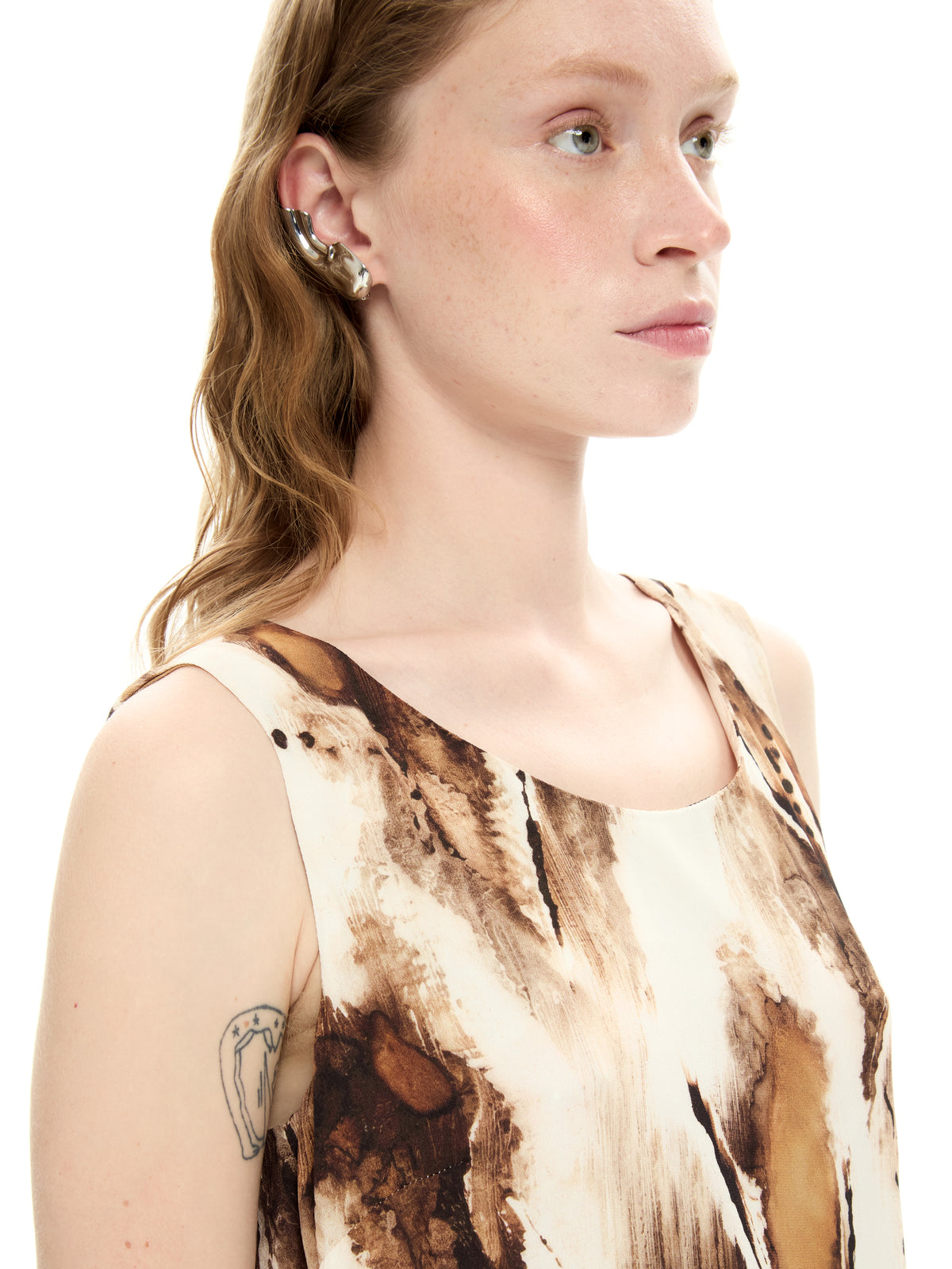 IXOS Top smanicato con stampa MARRONE