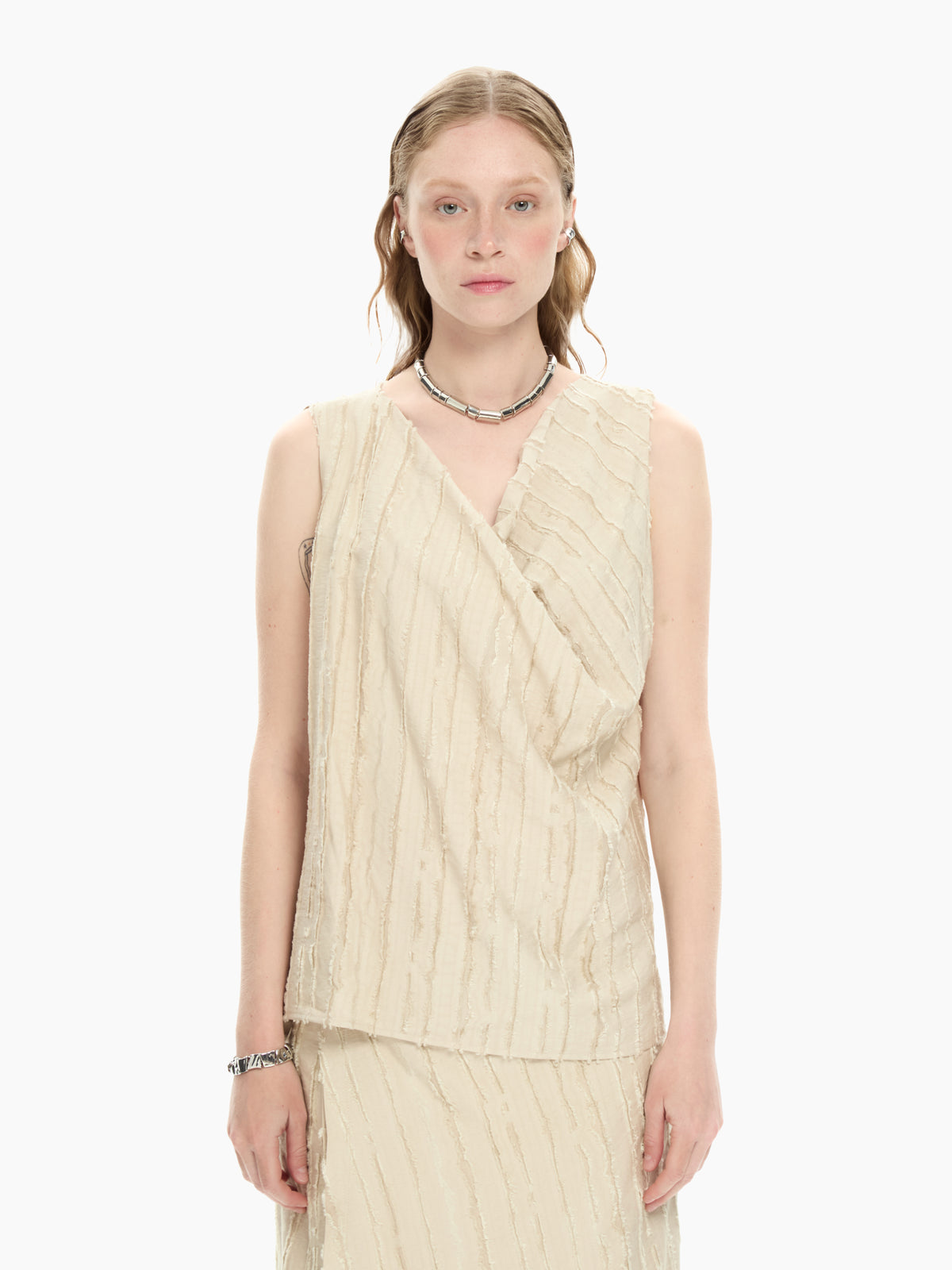 IXOS Top smanicato BEIGE