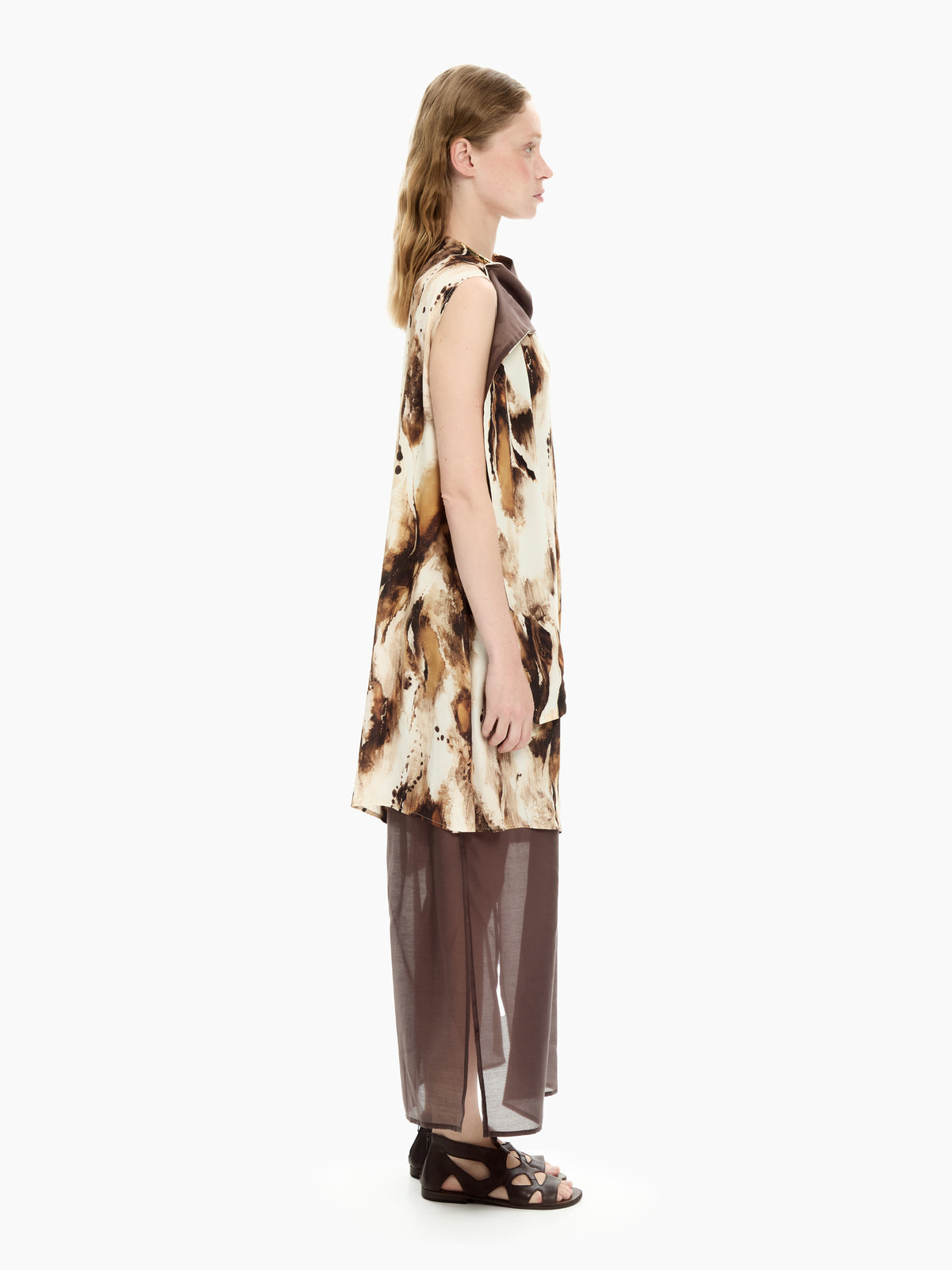 IXOS Abito asimmetrico con stampa MARRONE