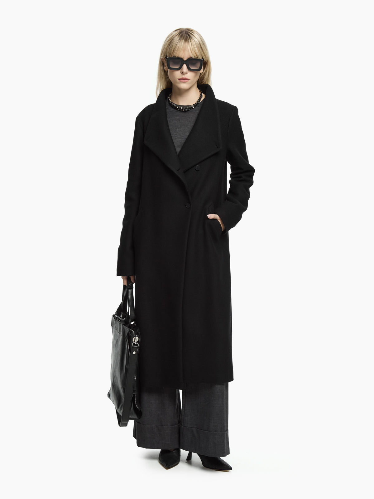 IXOS Cappotto collo scultoreo NERO