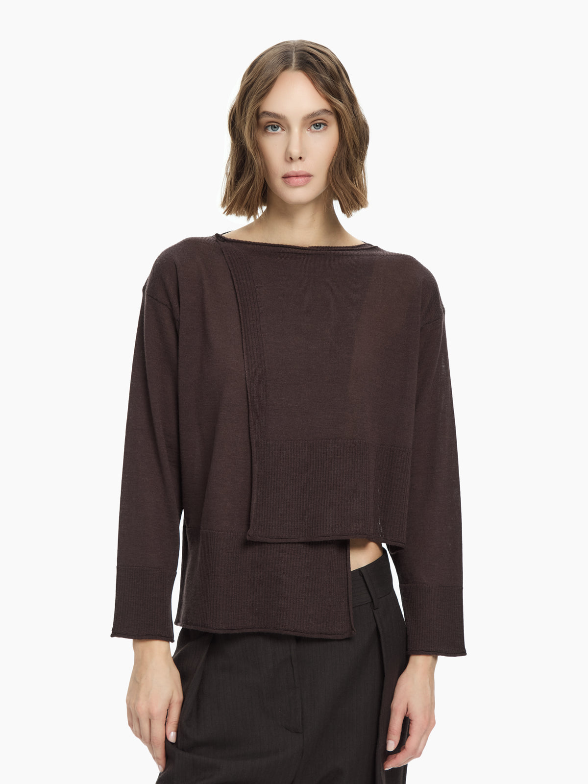 IXOS Maglia con pannelli asimmetrici MARRONE