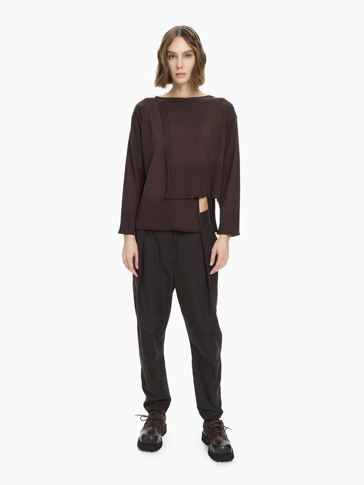 IXOS Maglia con pannelli asimmetrici MARRONE