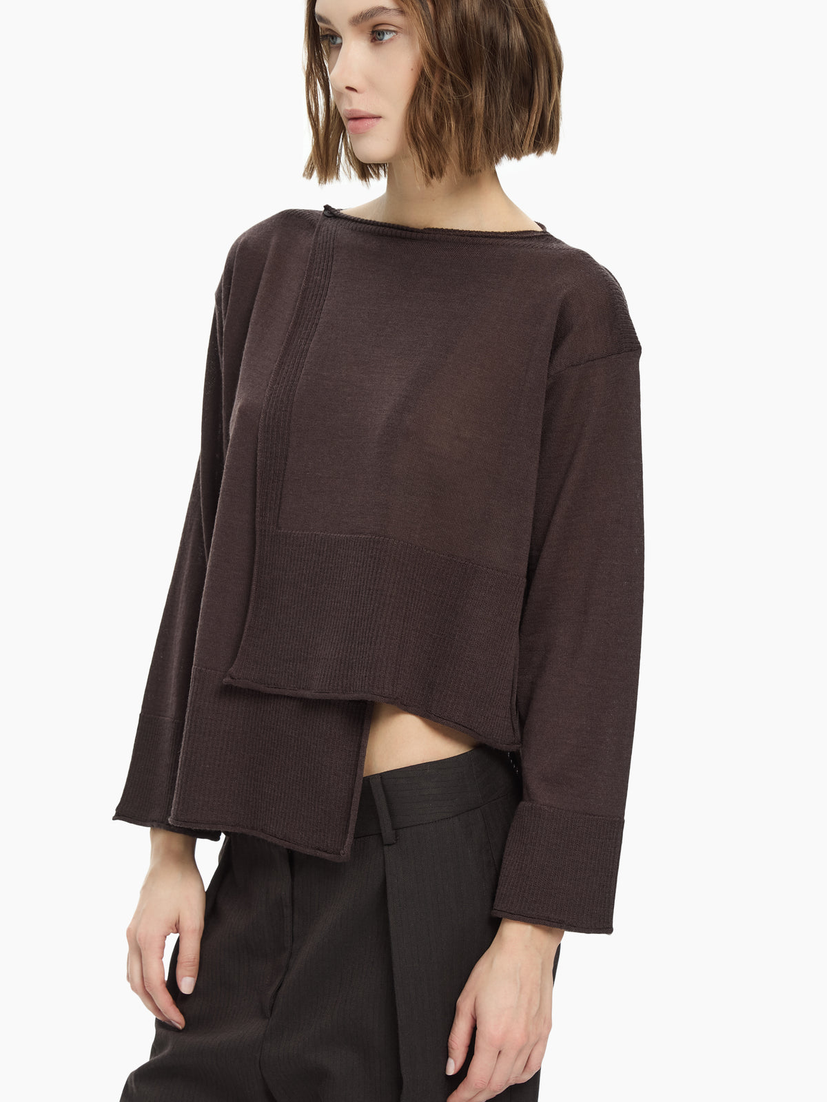 IXOS Maglia con pannelli asimmetrici MARRONE