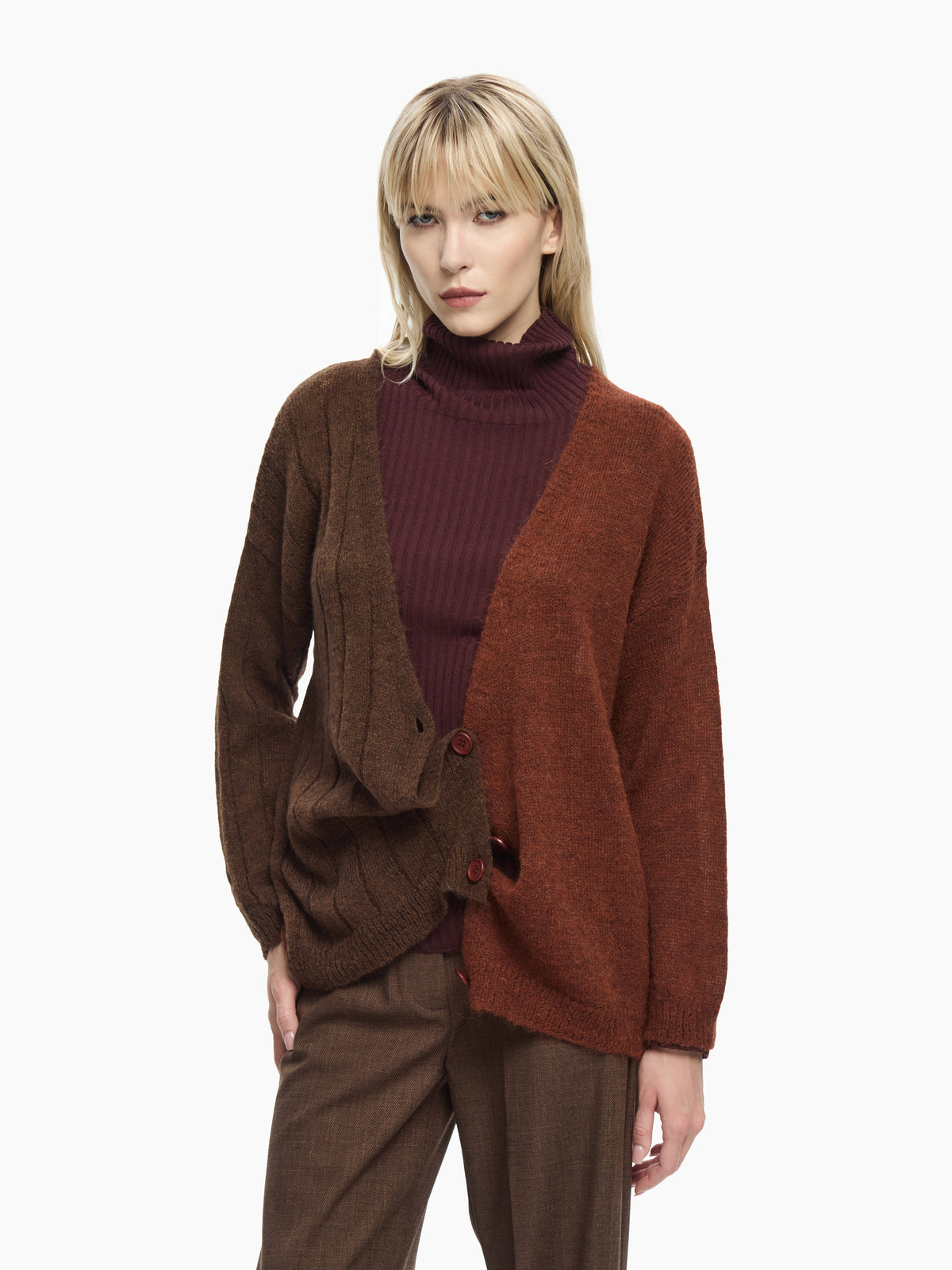IXOS Cardigan bicolor MARRONE