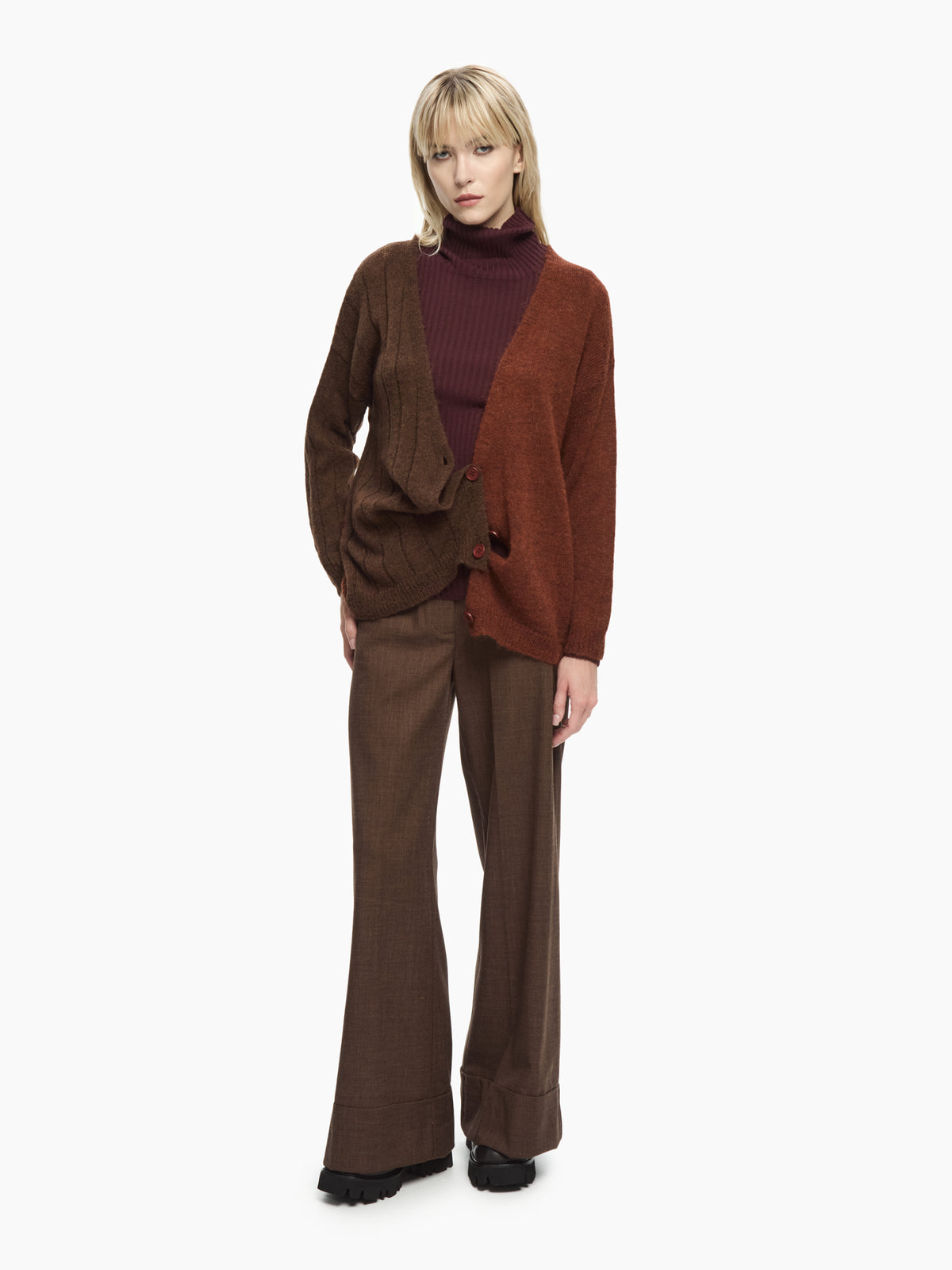 IXOS Cardigan bicolor MARRONE