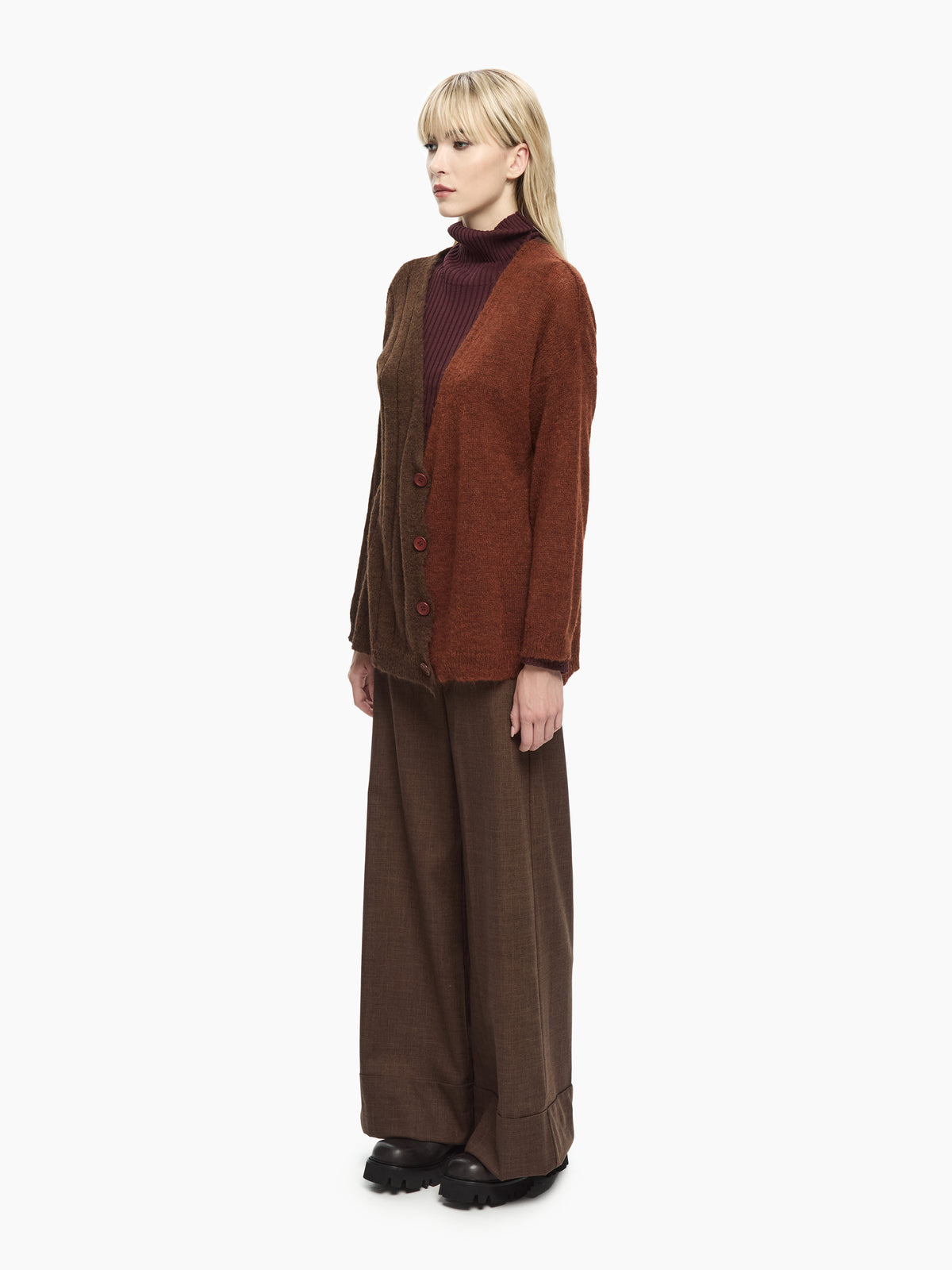 IXOS Cardigan bicolor MARRONE