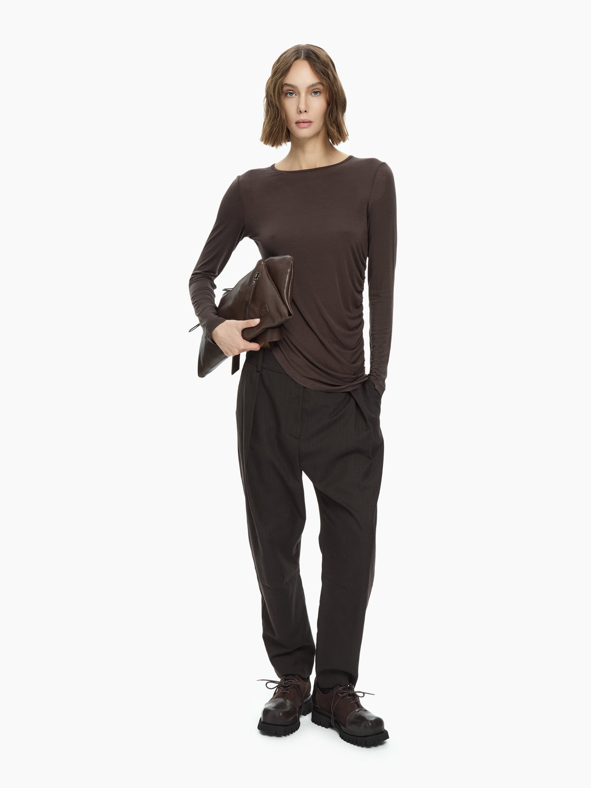 IXOS Top drappeggiato MARRONE