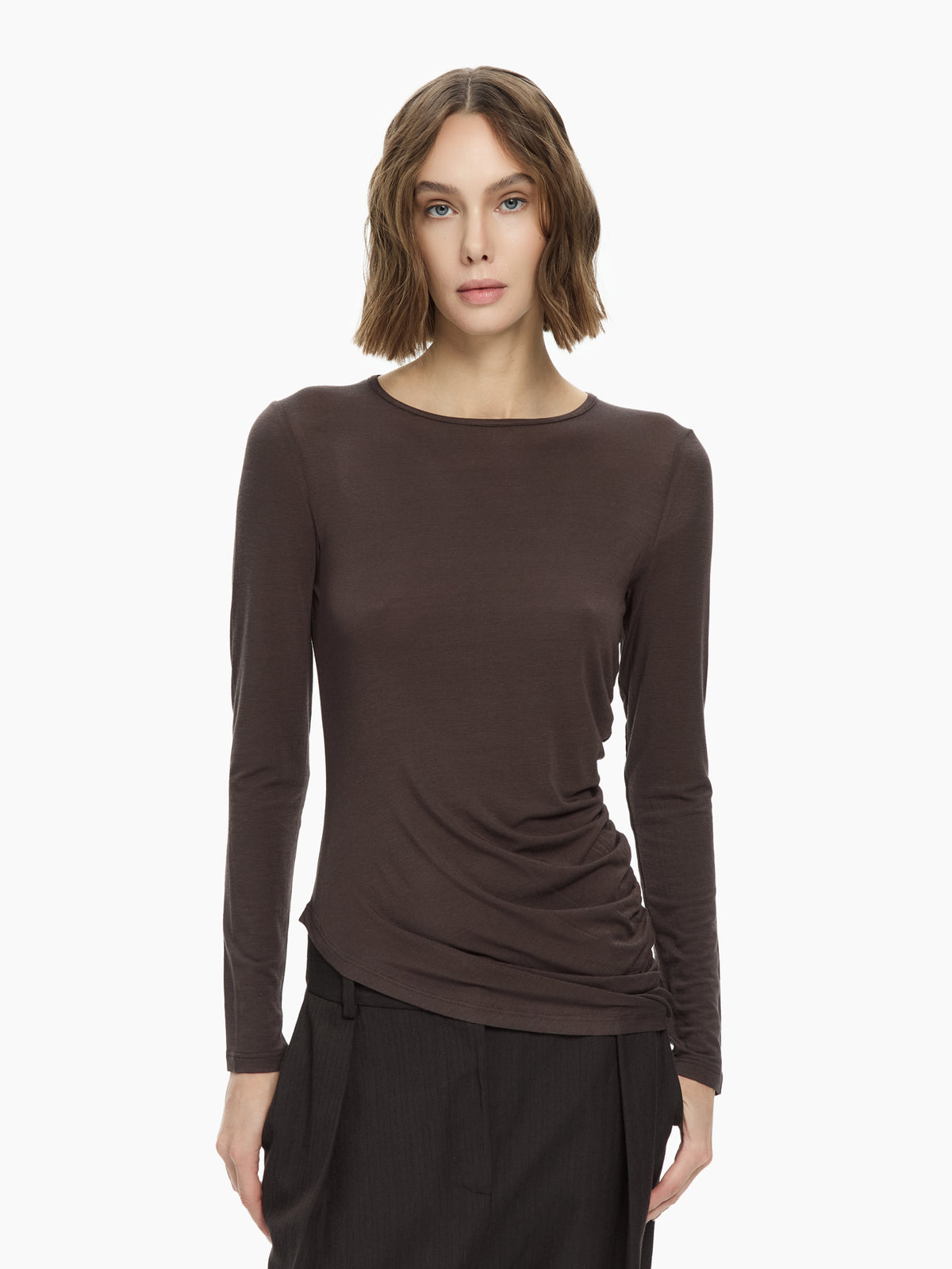 IXOS Top drappeggiato MARRONE