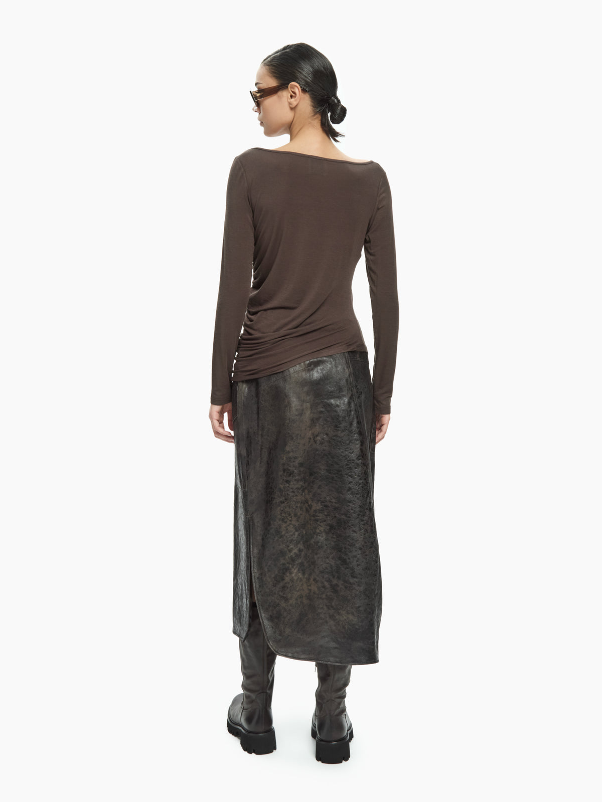IXOS Top con scollo a V MARRONE