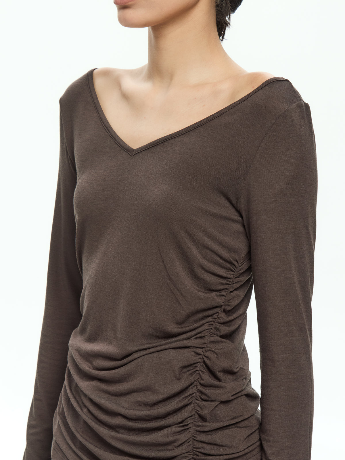 IXOS Top con scollo a V MARRONE