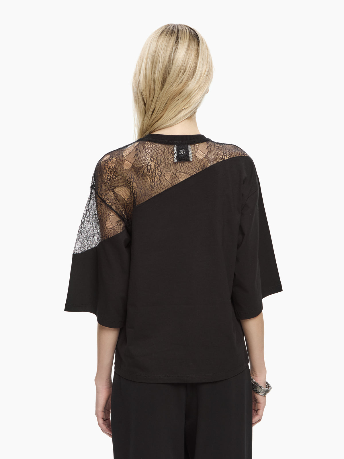 IXOS Top con inserto in pizzo NERO