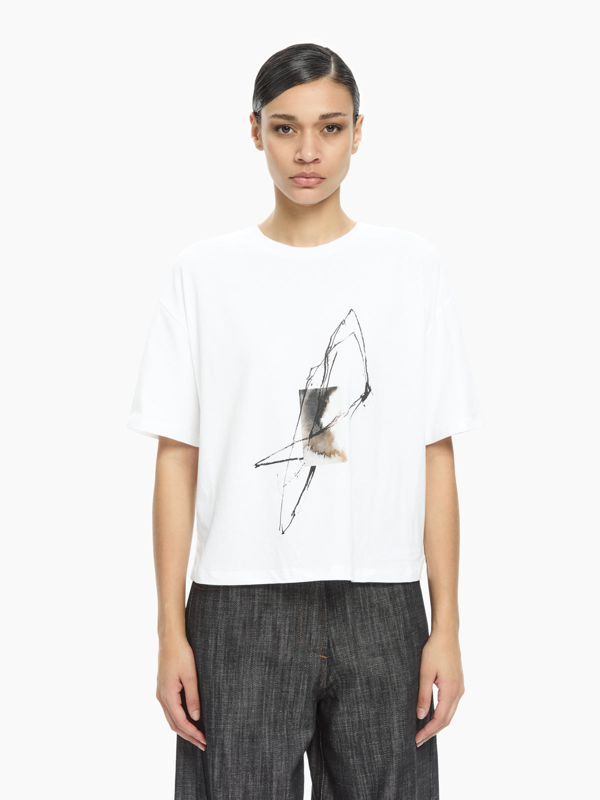 IXOS T-shirt con stampa astratta BIANCO