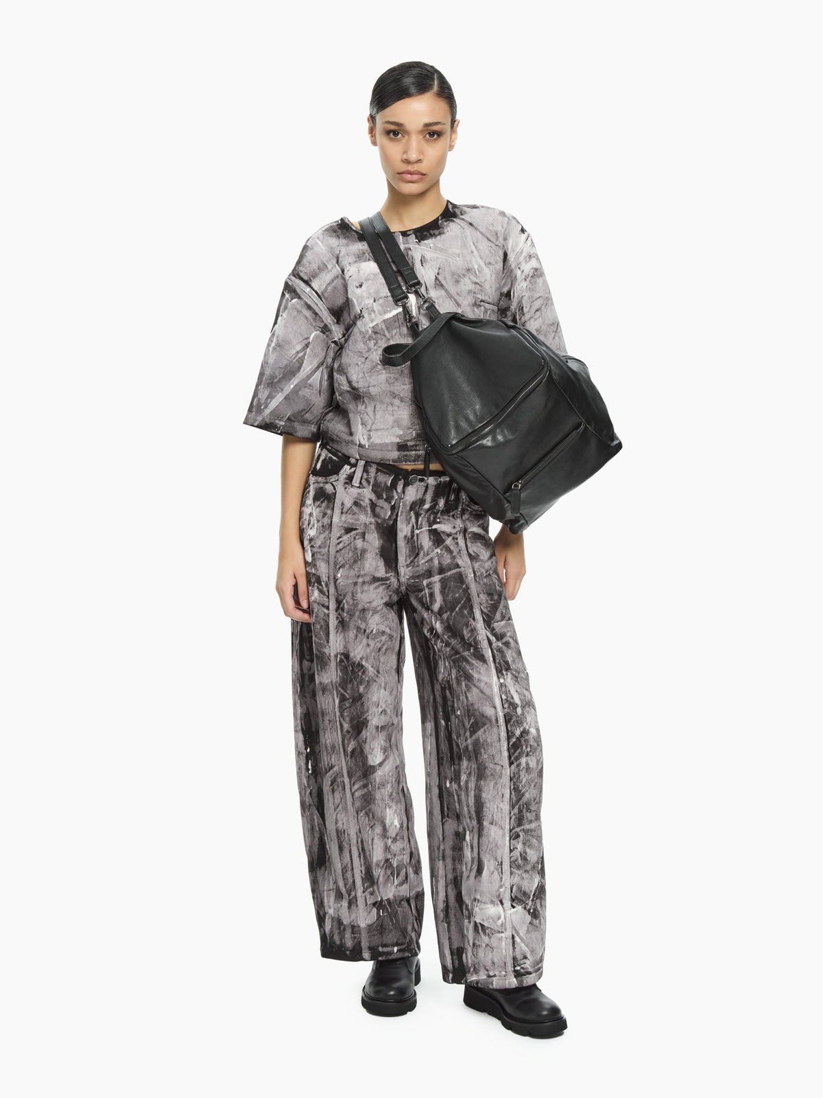 IXOS Top cropped grafico NERO