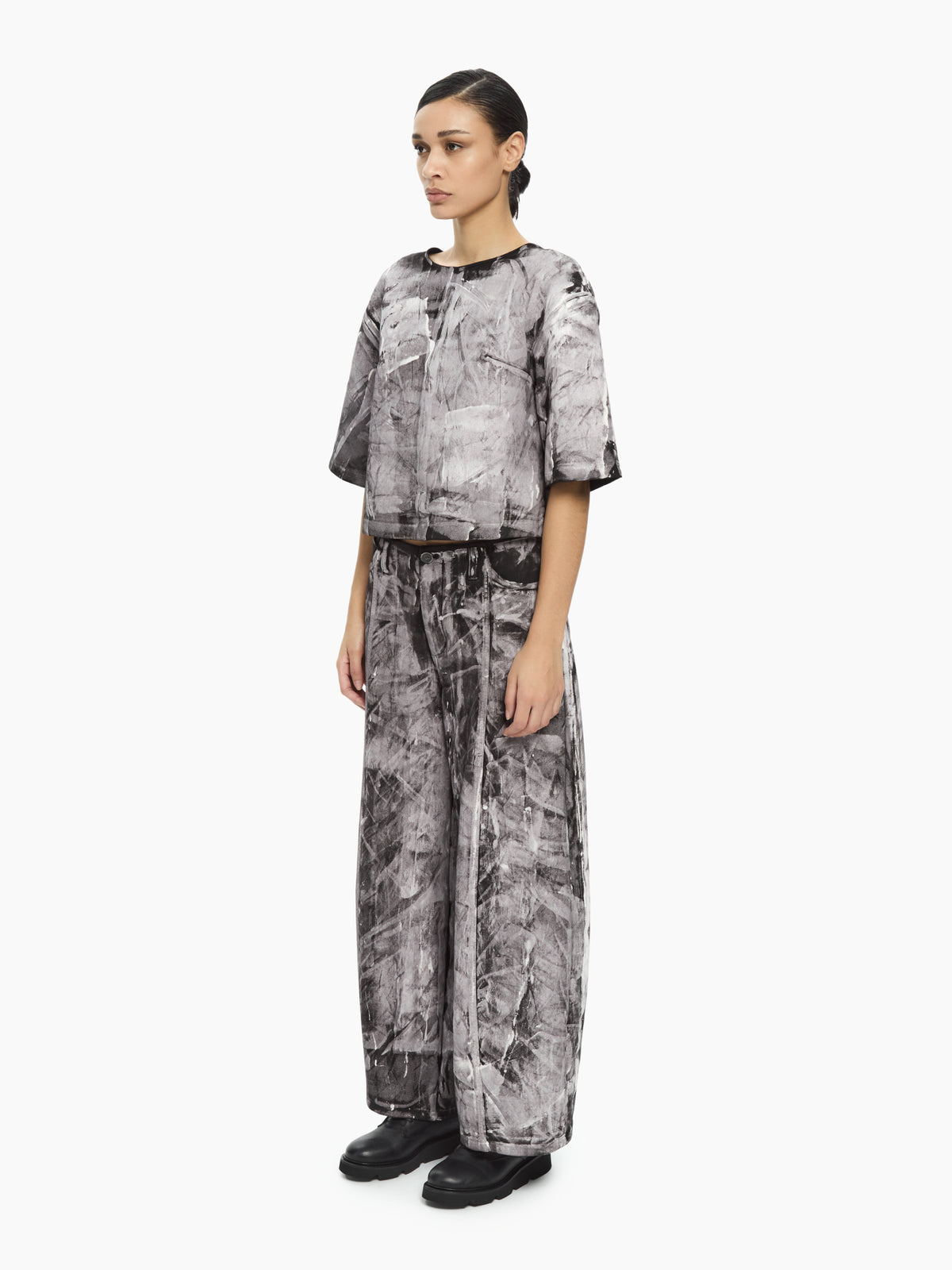 IXOS Top cropped grafico NERO