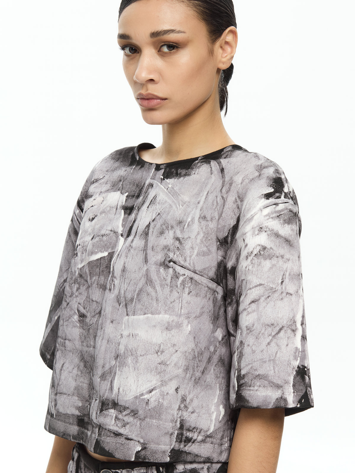 IXOS Top cropped grafico NERO
