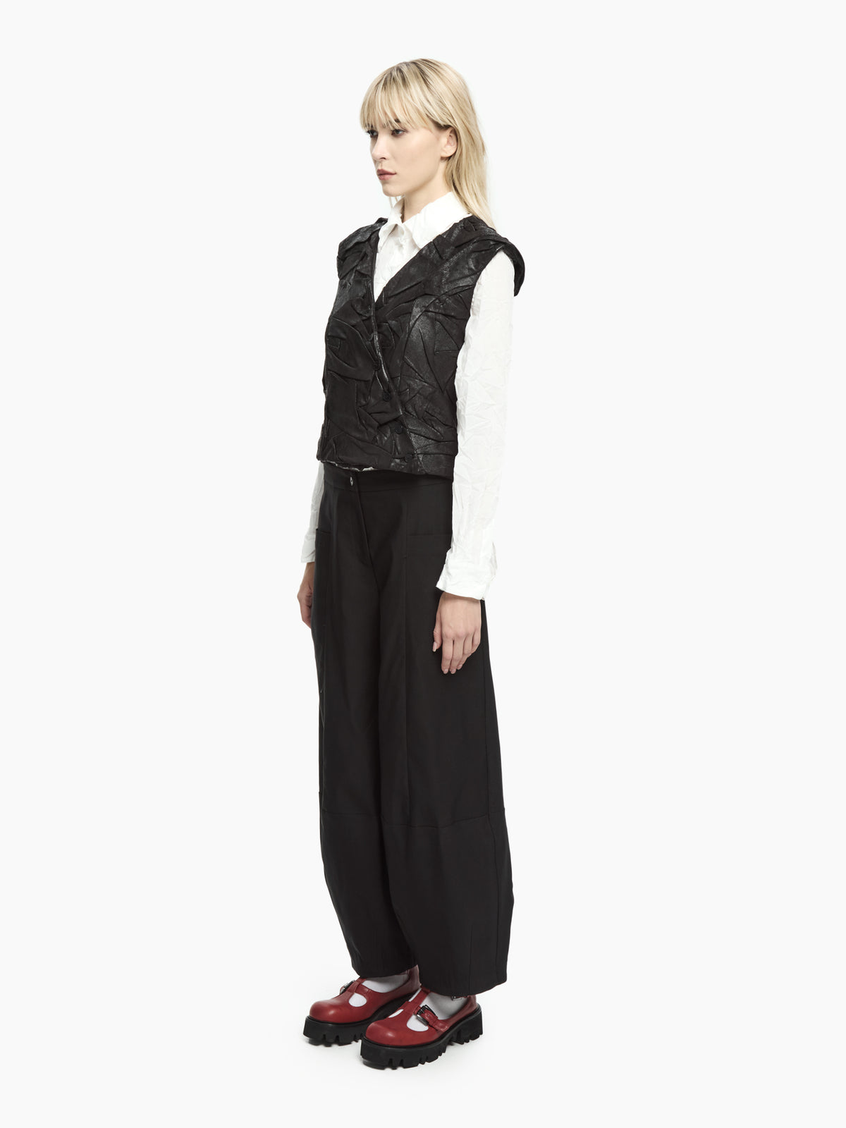IXOS Gilet materico drappeggiato NERO