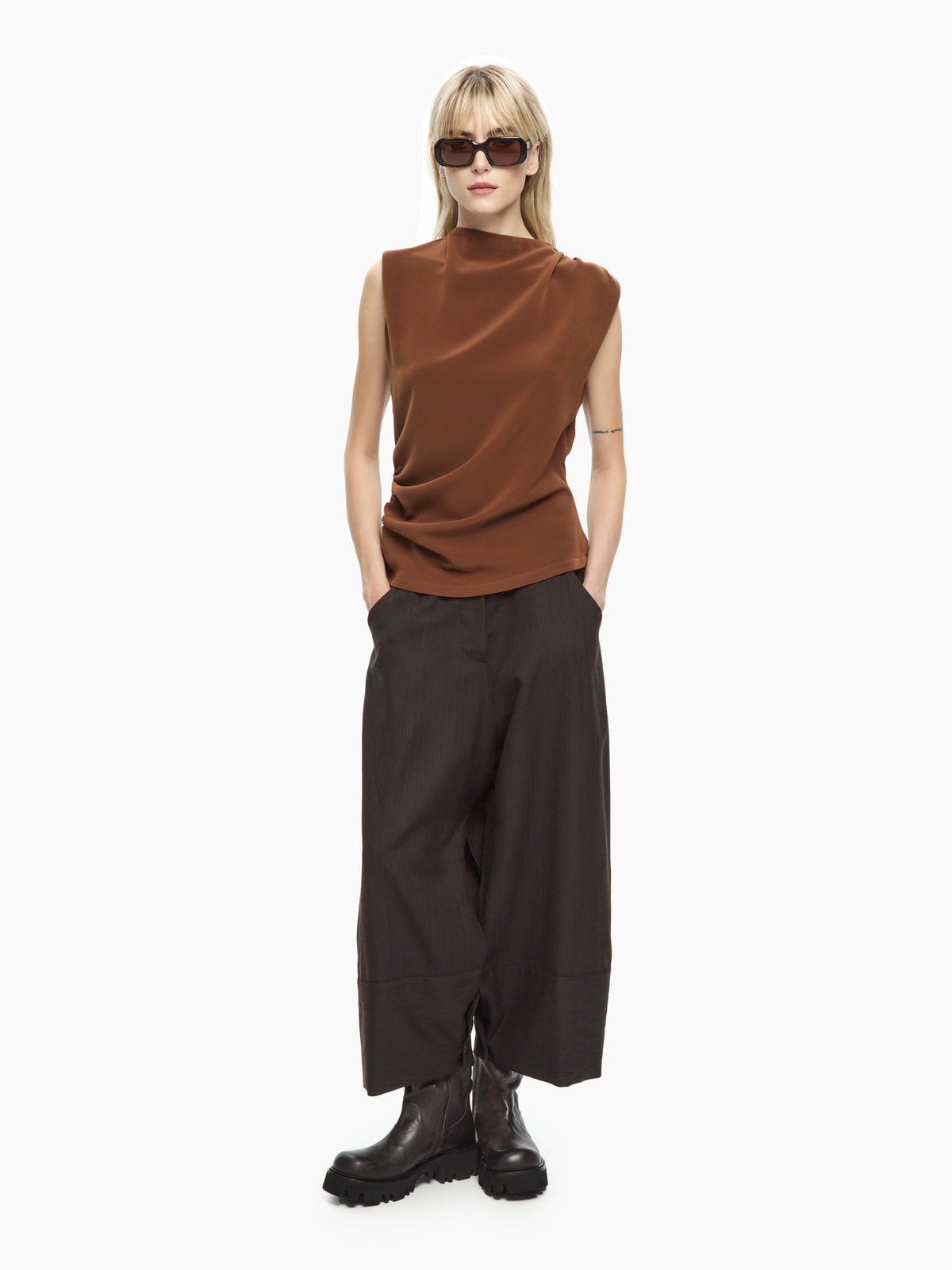 IXOS Top drappeggiato MARRONE