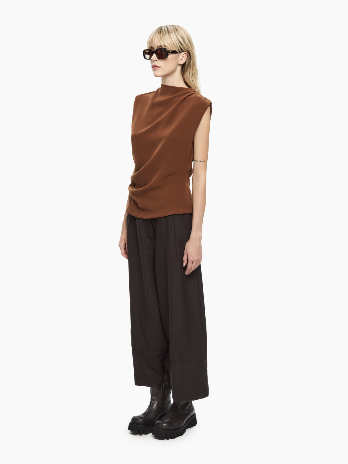 IXOS Top drappeggiato MARRONE