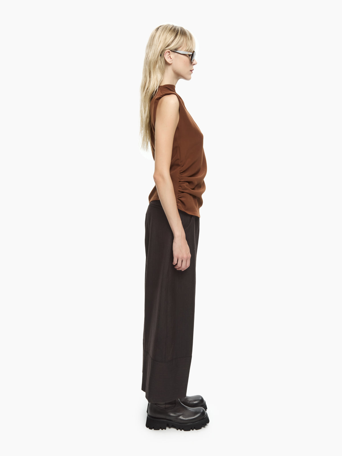 IXOS Top drappeggiato MARRONE