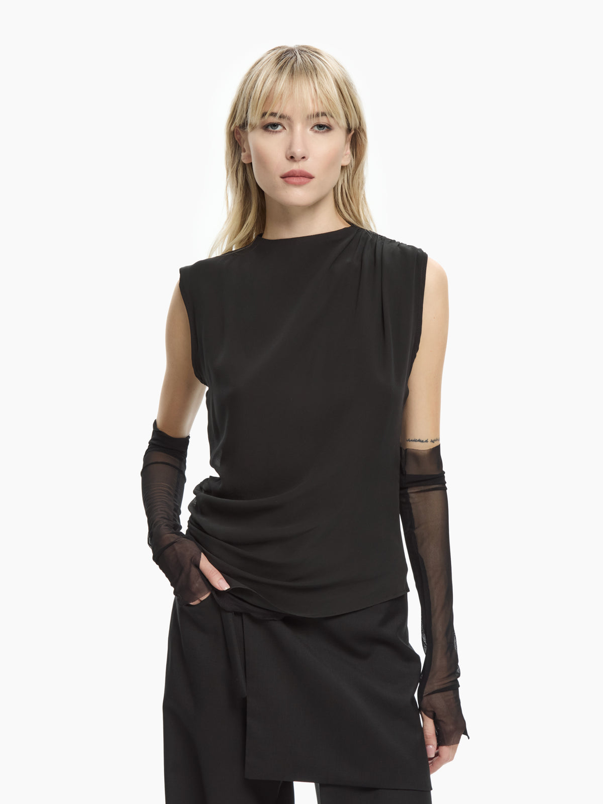 IXOS Top drappeggiato NERO