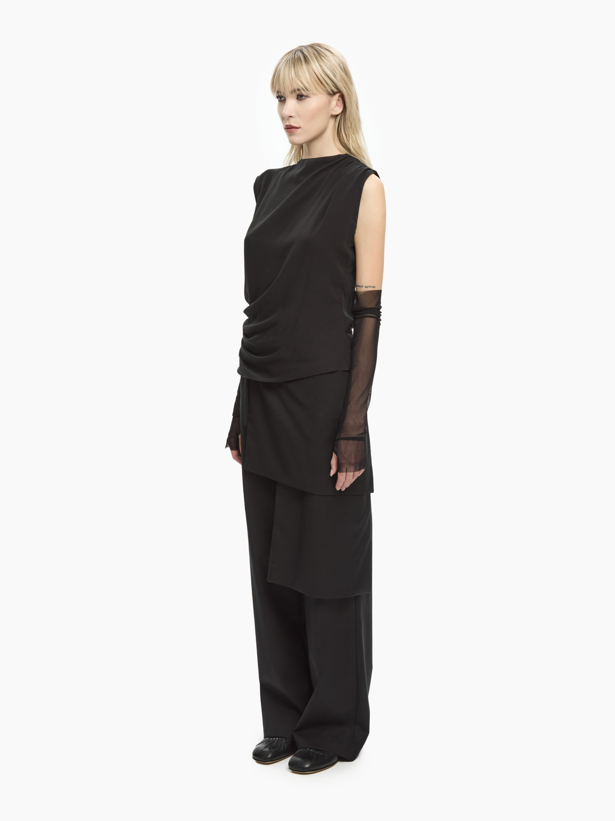 IXOS Top drappeggiato NERO