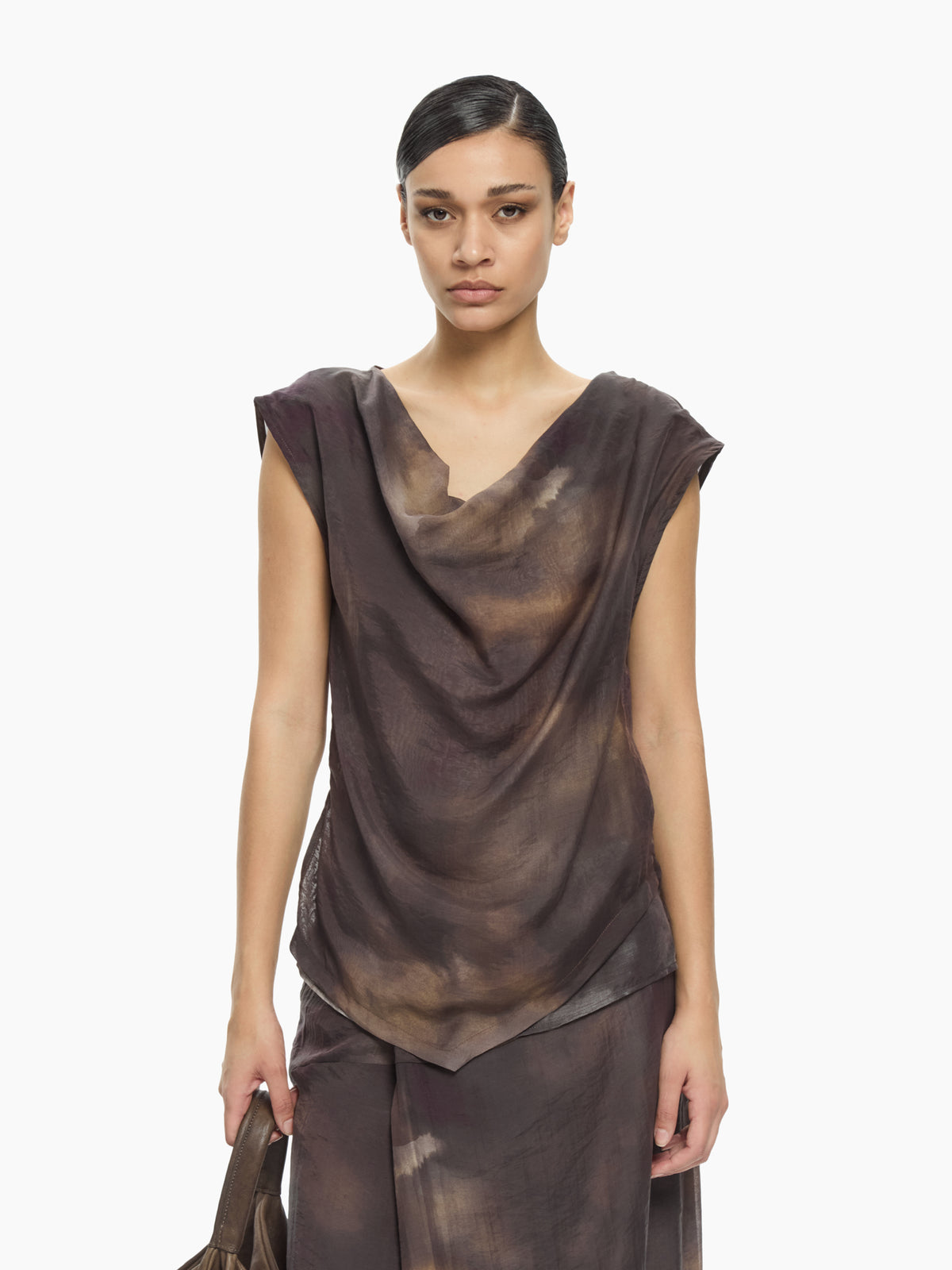 IXOS Top drappeggiato asimmetrico GRIGIO