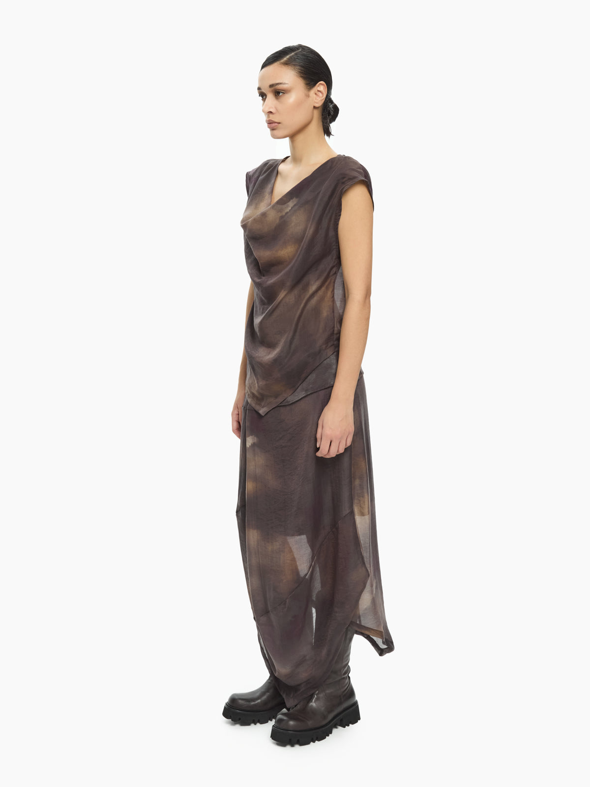 IXOS Top drappeggiato asimmetrico GRIGIO