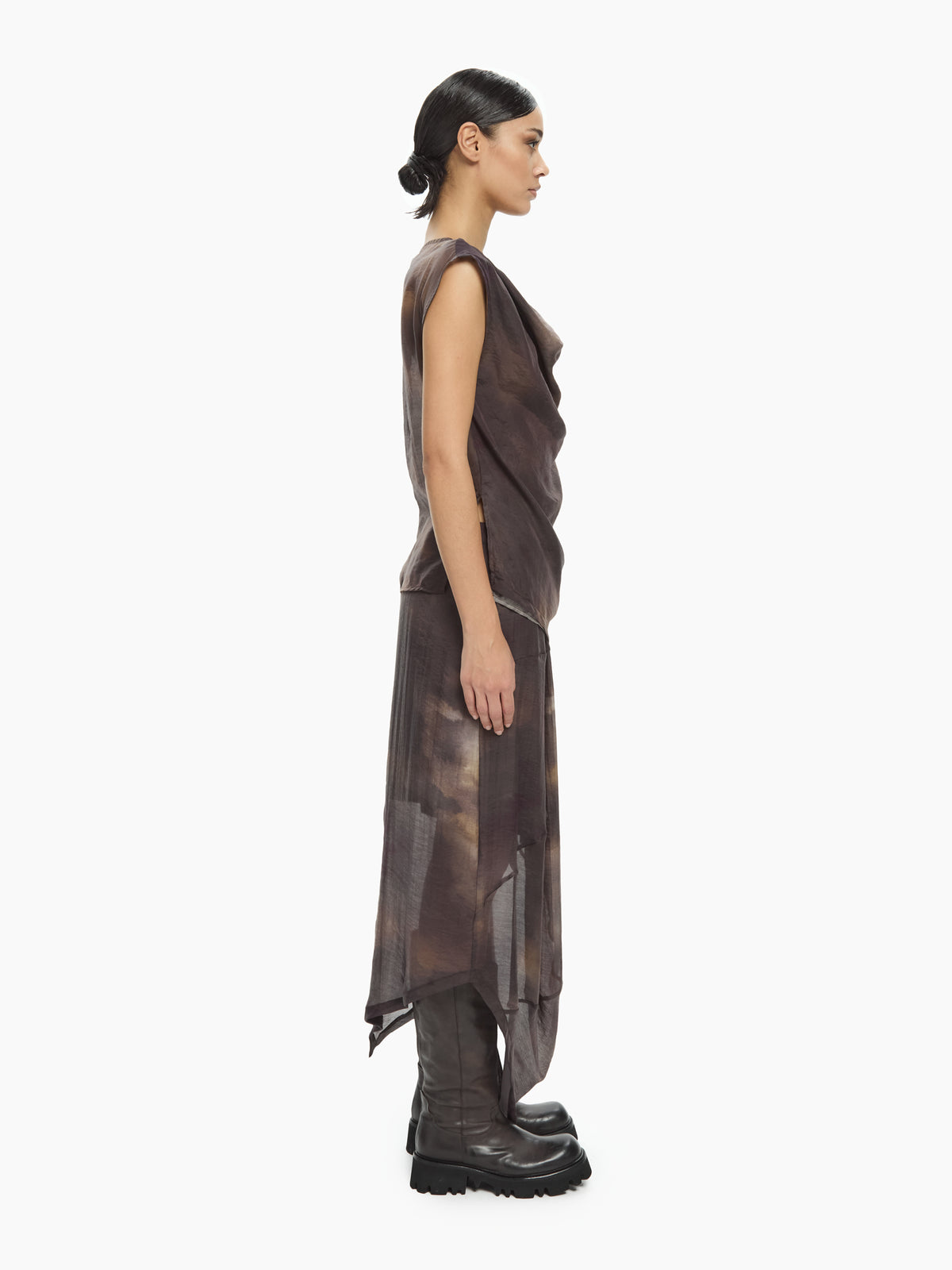 IXOS Top drappeggiato asimmetrico GRIGIO