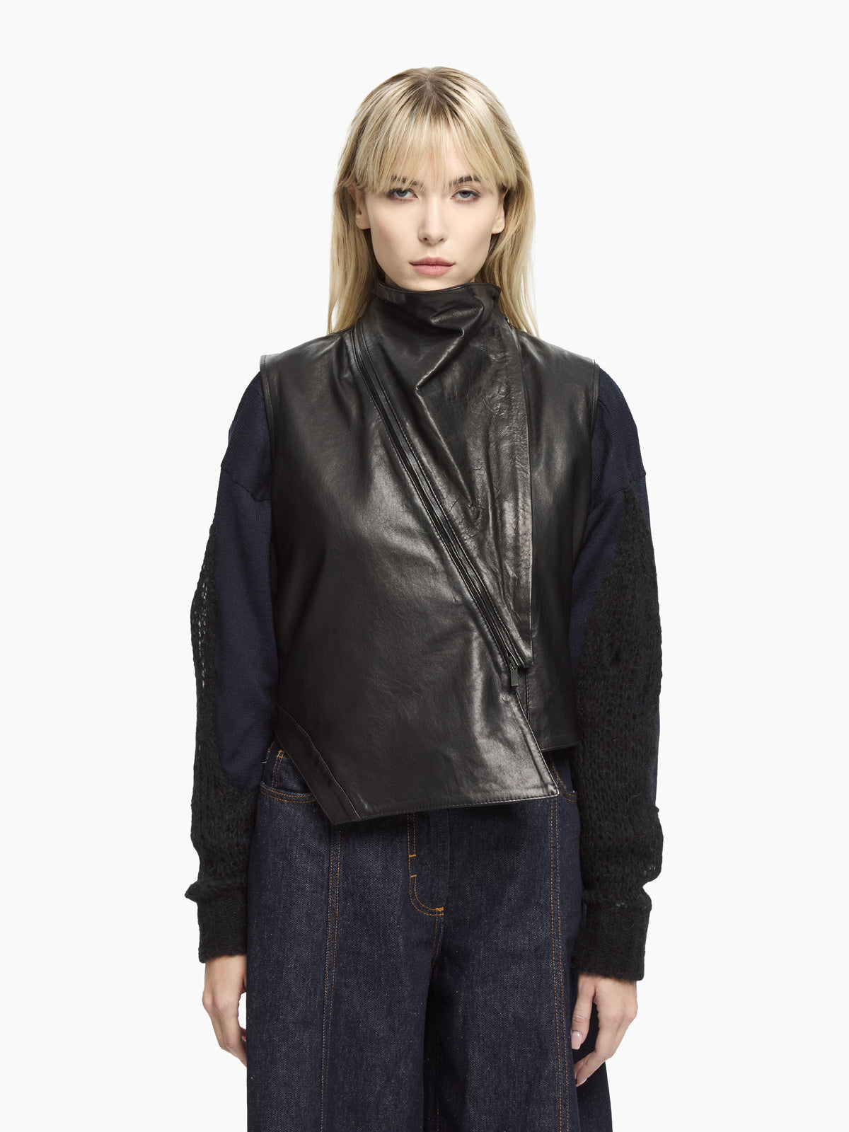 IXOS Gilet asimmetrico in pelle NERO