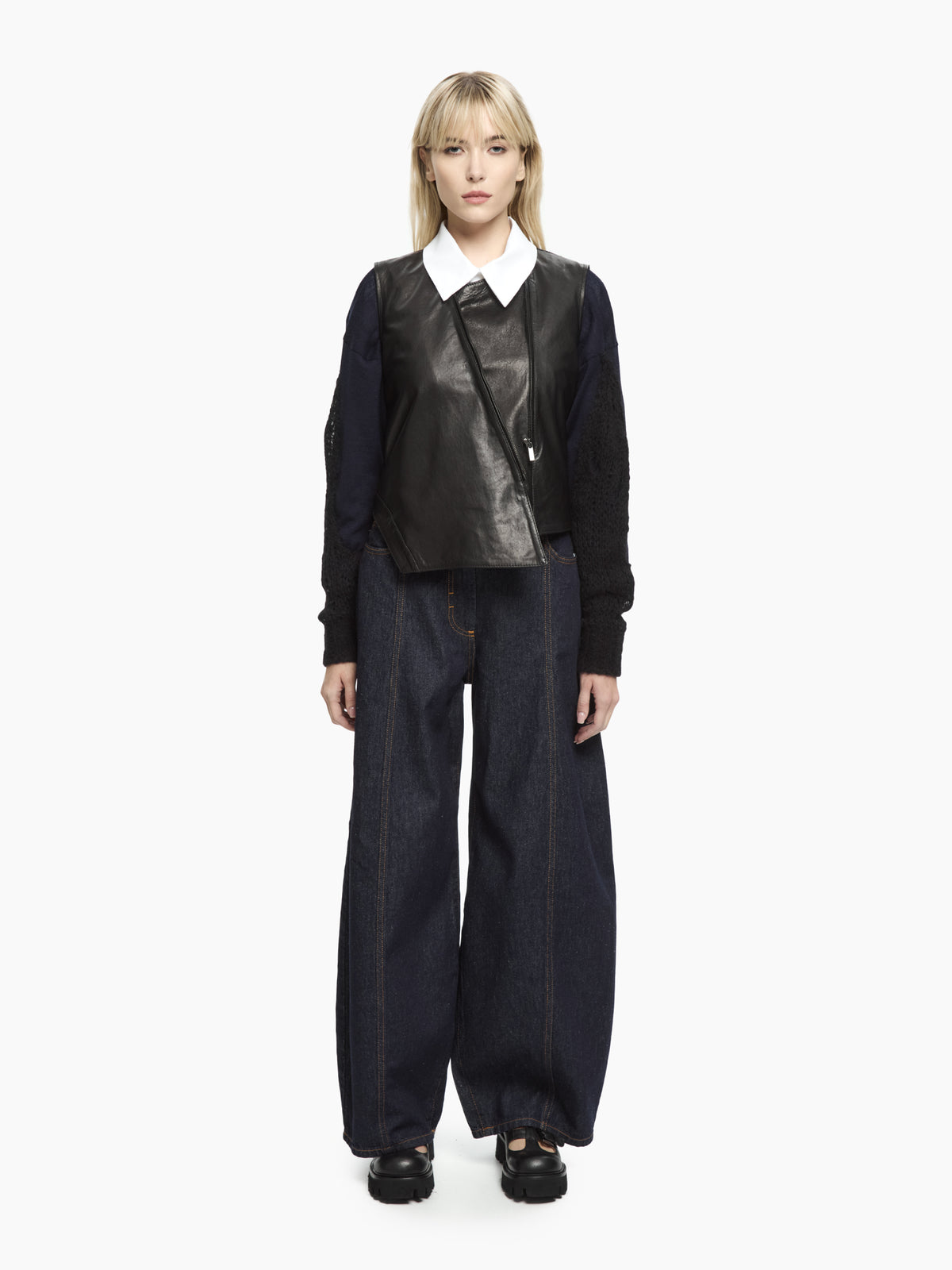 IXOS Gilet asimmetrico in pelle NERO