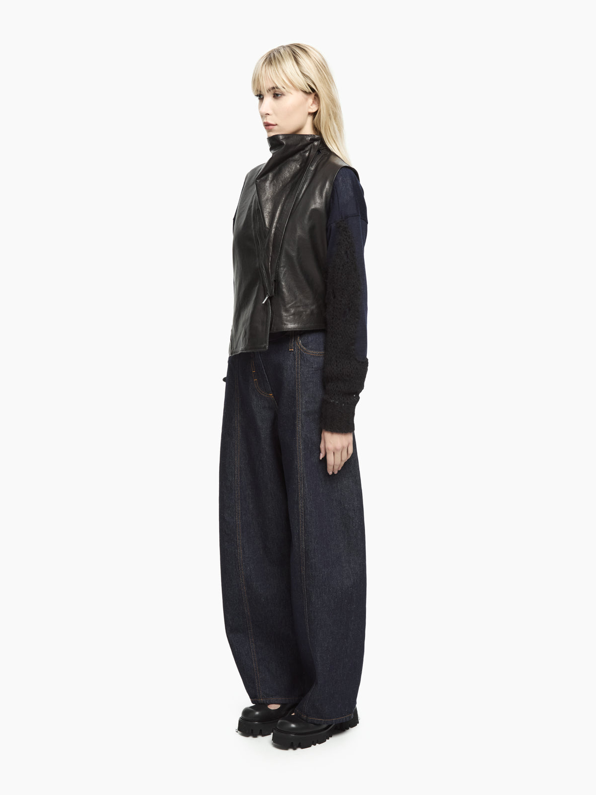 IXOS Gilet asimmetrico in pelle NERO
