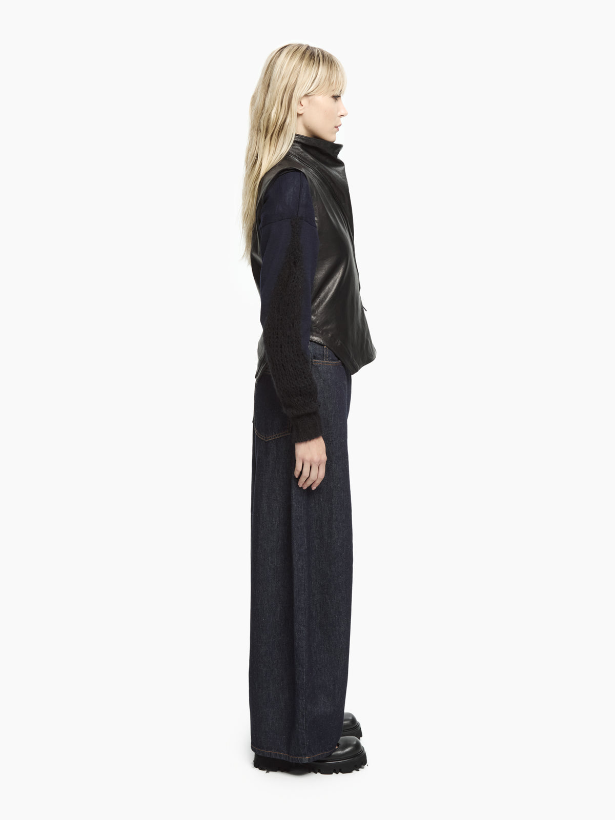 IXOS Gilet asimmetrico in pelle NERO